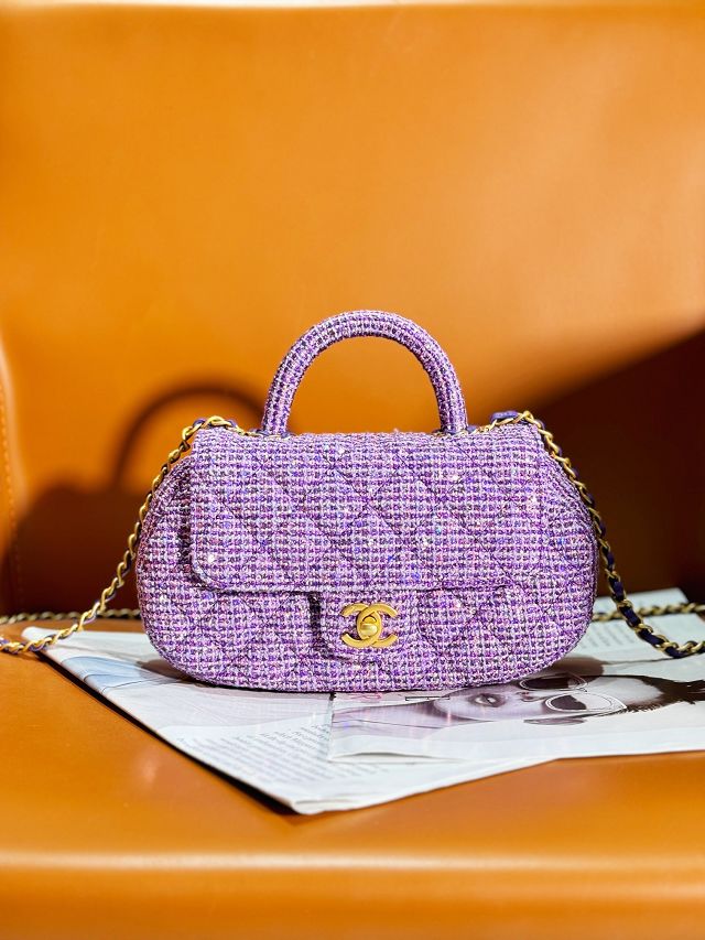 2024 CC original tweed top handle bag AS4569 purple