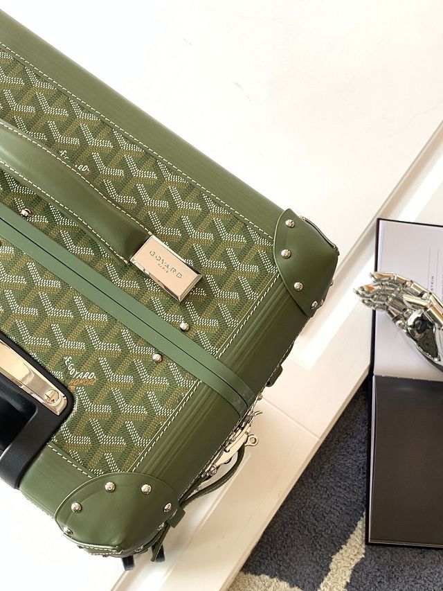 Goyard handmade original canvas&calfskin bourget trolley case GY0033 khaki green