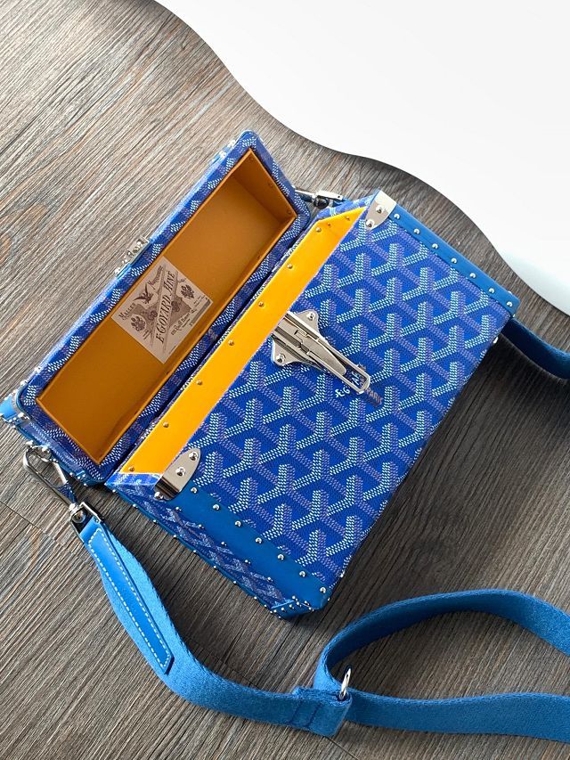 Goyard original canvas cassette trunk bag GY0102 blue