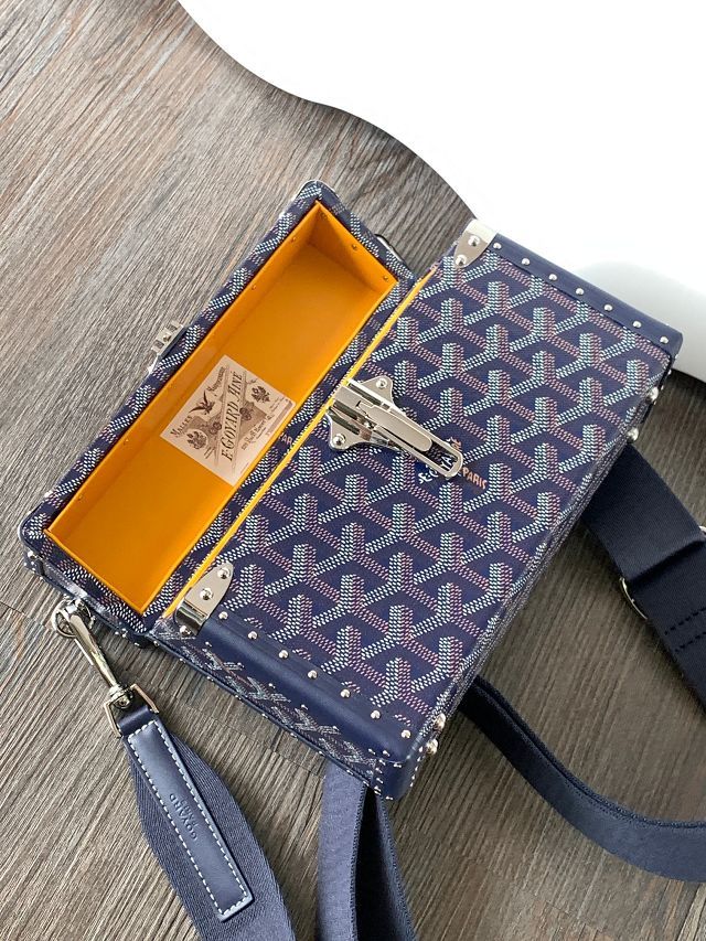 Goyard original canvas cassette trunk bag GY0102 navy blue