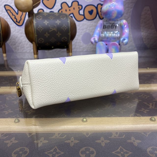 Louis vuitton original calfskin cosmetic pouch M45951 white&purple