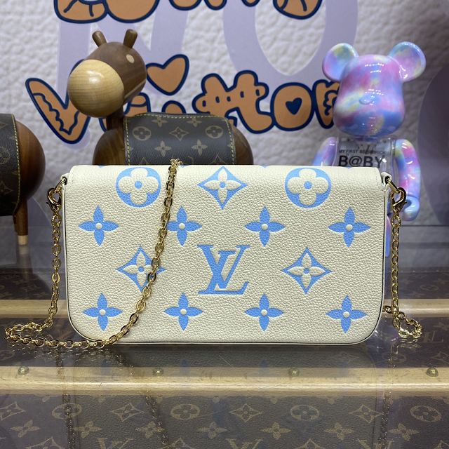 Louis vuitton original calfskin pochette felicie M81759 white&blue