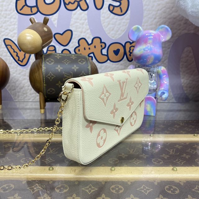 Louis vuitton original calfskin pochette felicie M81759 white&chamallow