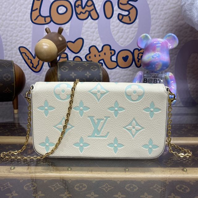 Louis vuitton original calfskin pochette felicie M81759 white&green