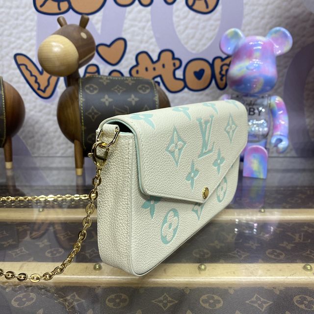 Louis vuitton original calfskin pochette felicie M81759 white&green