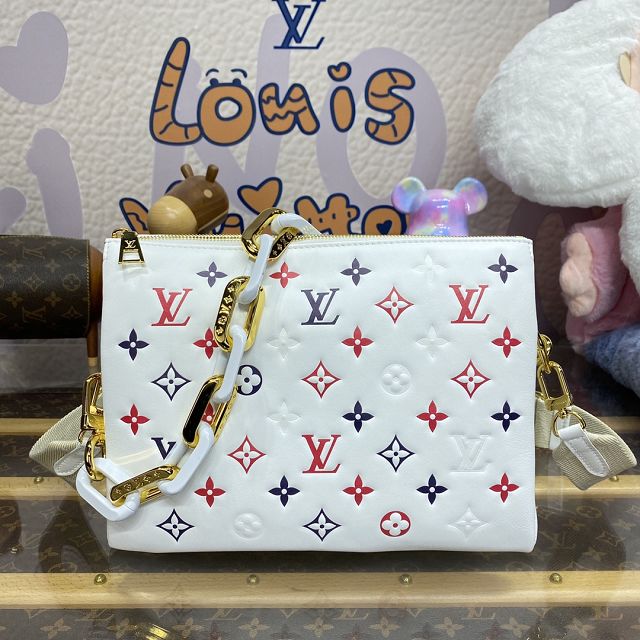 Louis vuitton original lambskin coussin pm bag M23466 white&red