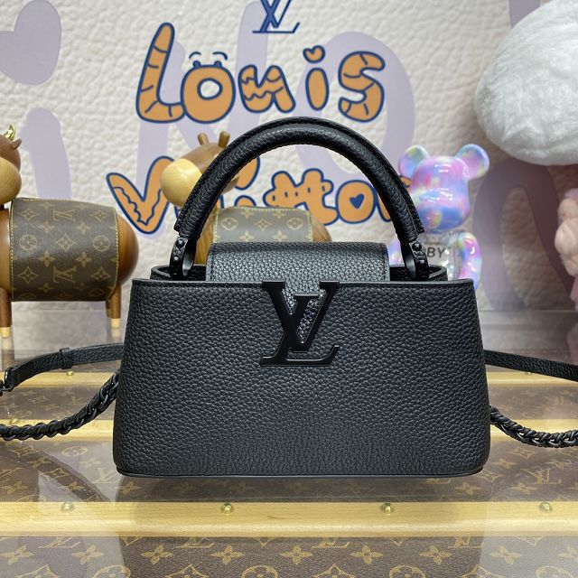 Louis vuitton original calfskin capucines east west mini M23955 black