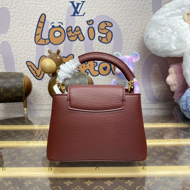 Louis vuitton original calfskin capucines mini handbag M22606 burgundy