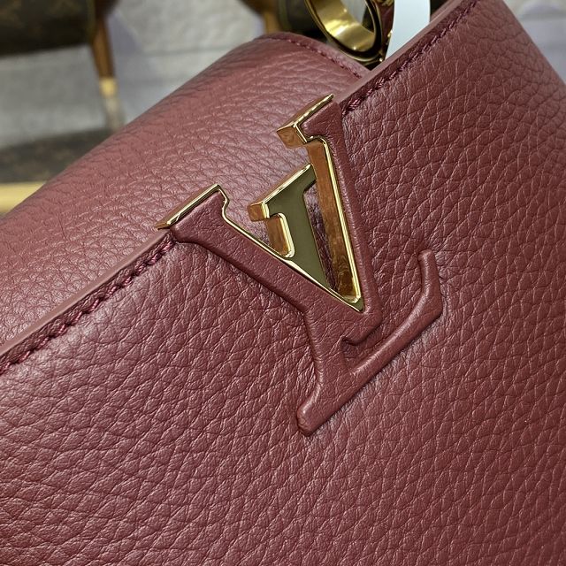 Louis vuitton original calfskin capucines mini handbag M22606 burgundy