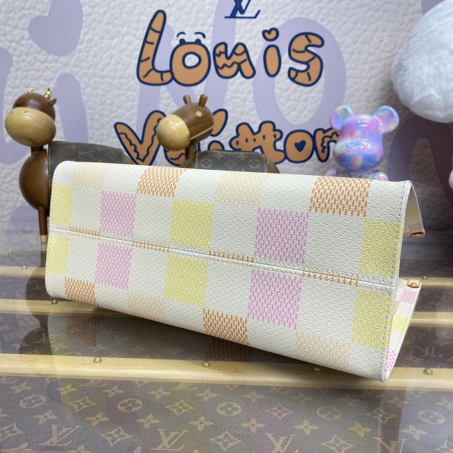 Louis vuitton original damier canvas onthego mm N40518 peach