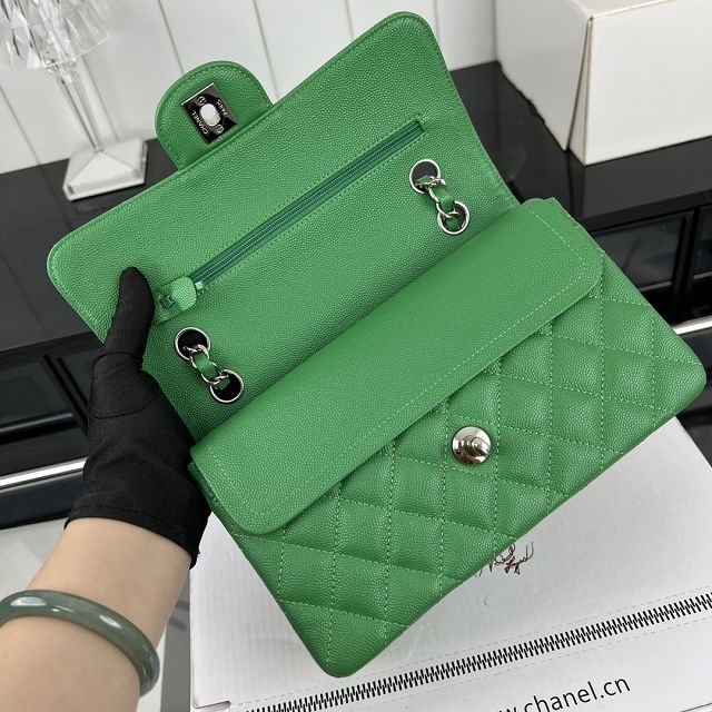 CC original grained calfskin small flap bag A01113 green