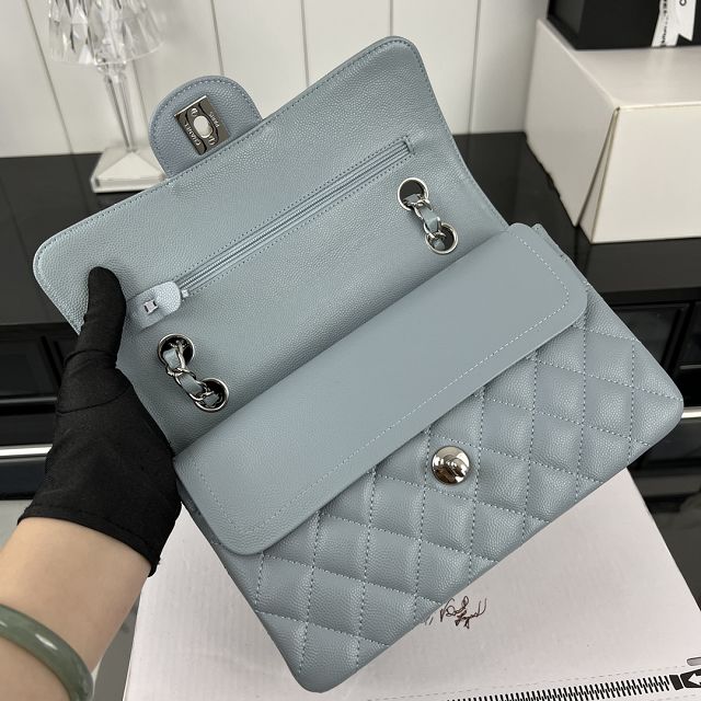 CC original grained calfskin small flap bag A01113 light blue