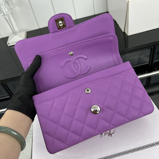 CC original grained calfskin small flap bag A01113 purple