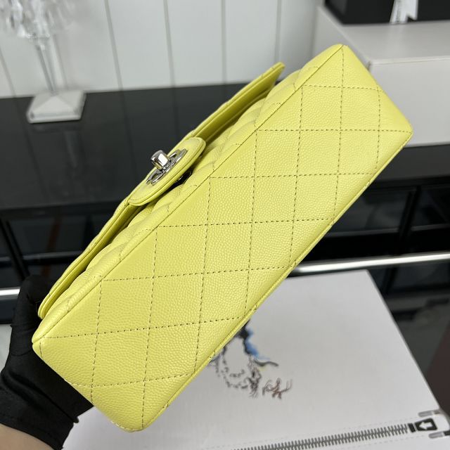 CC original grained calfskin small flap bag A01113 yellow