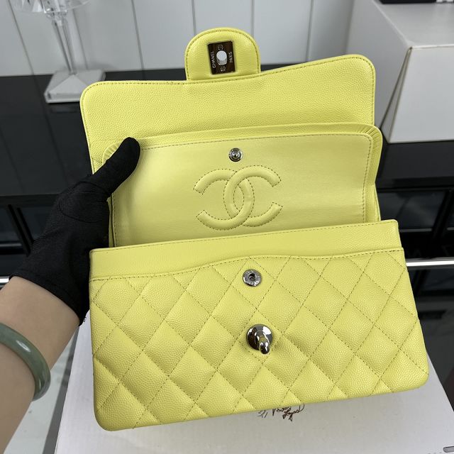 CC original grained calfskin small flap bag A01113 yellow