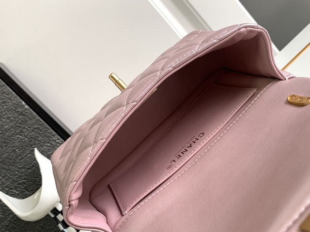 2024 CC original iridescent lambskin mini flap bag AS4385 light pink