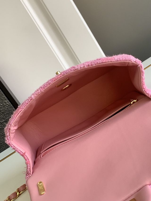 2024 CC original tweed small flap bag AS4384 pink