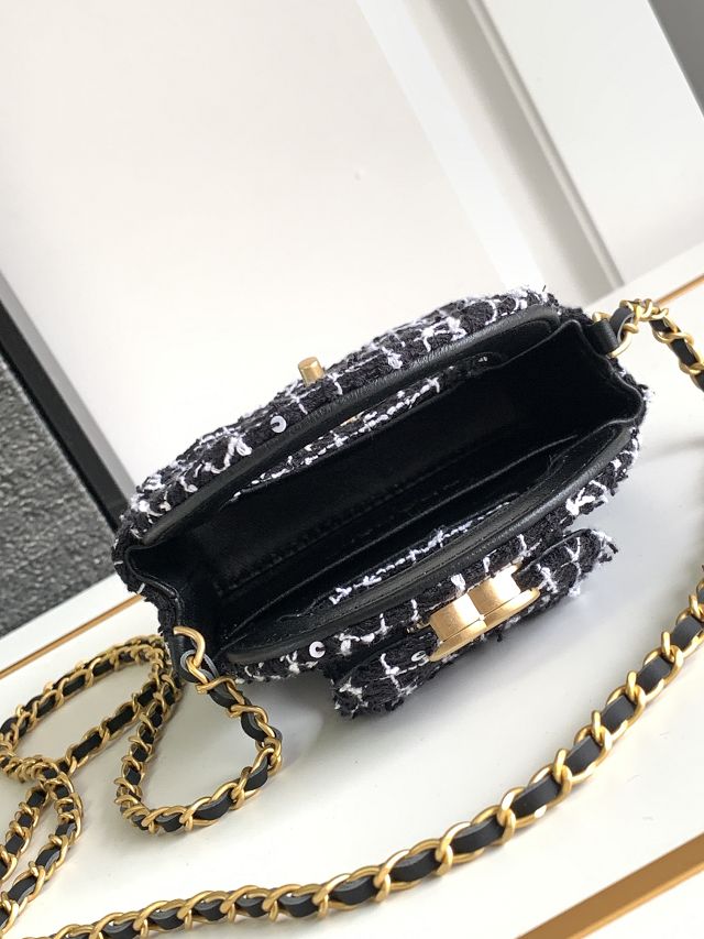 CC original tweed clutch with chain AP3435 black