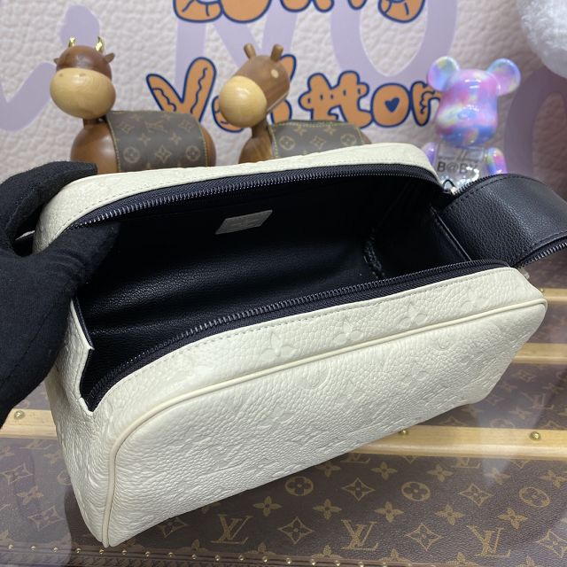 Louis vuitton original calfskin locker dopp kit M82576 white