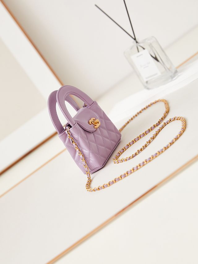 CC original aged calfskin clutch with chain AP3435 light purple