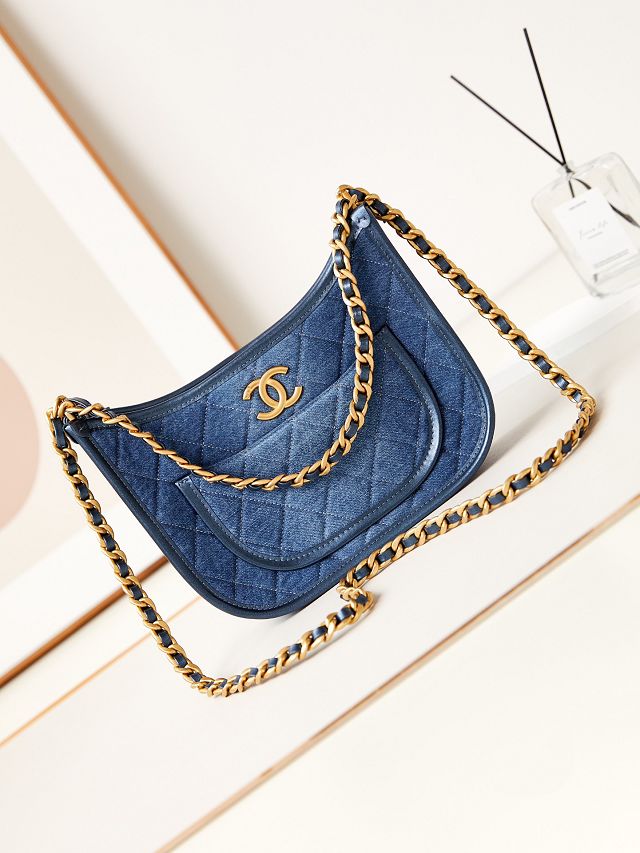 2024 CC original denim hobo handbag AS4666 blue