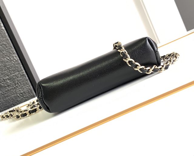 CC original shiny lambskin clutch with chain AP3875 black