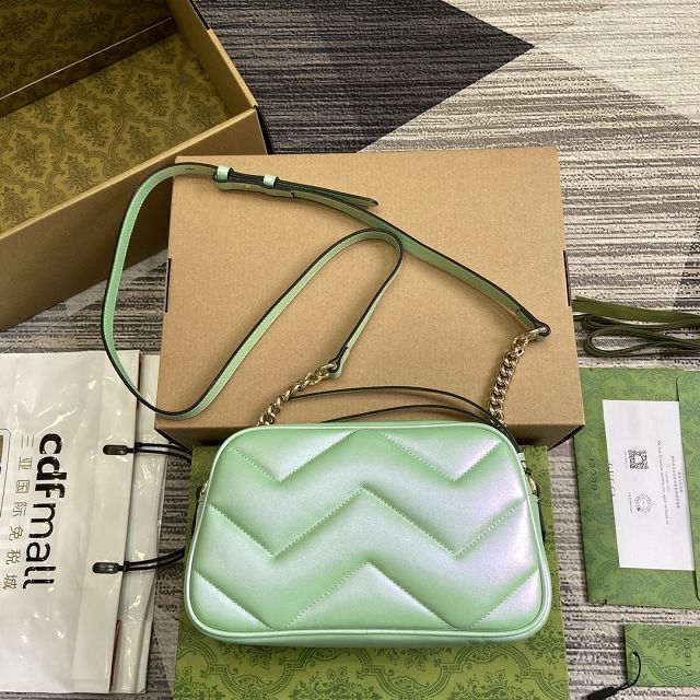 GG original iridescent calfskin small shoulder bag 447632 green