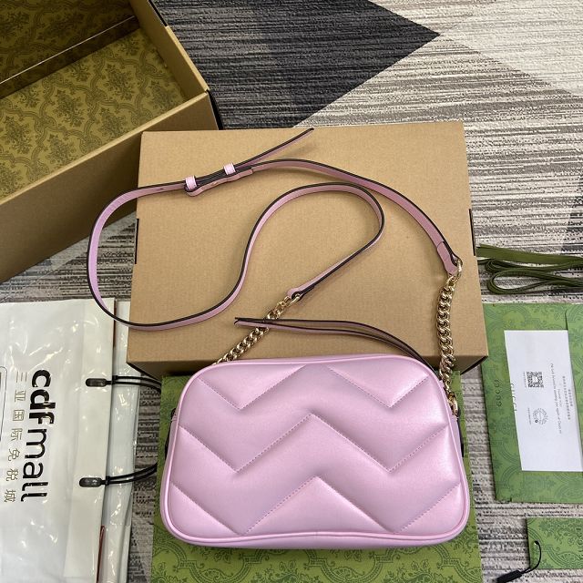 GG original iridescent calfskin small shoulder bag 447632 pink