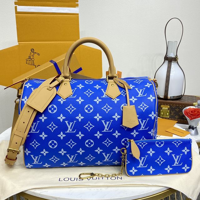 Louis vuitton original soft calfskin speedy P9 40 M24418 blue