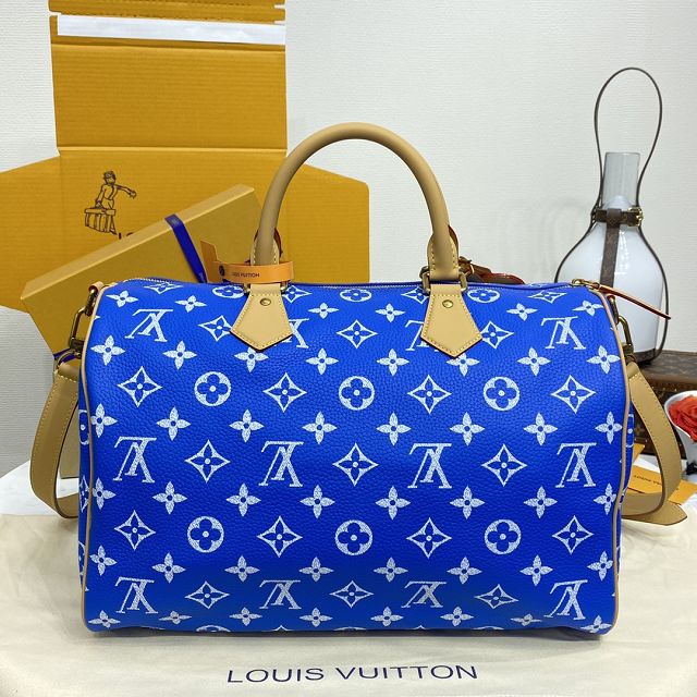 Louis vuitton original soft calfskin speedy P9 40 M24418 blue