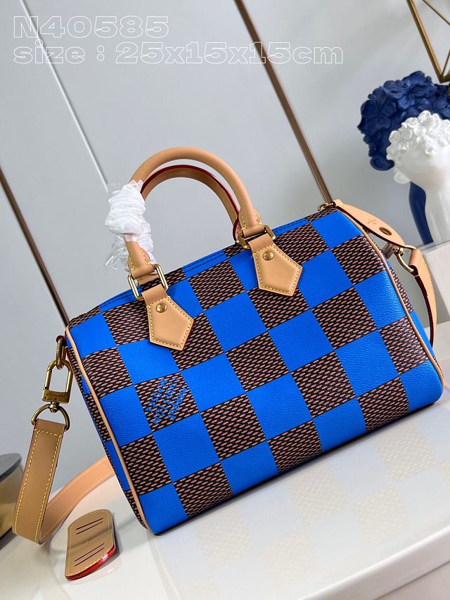 Louis vuitton origianl damier canvas speedy 25 N40585 blue