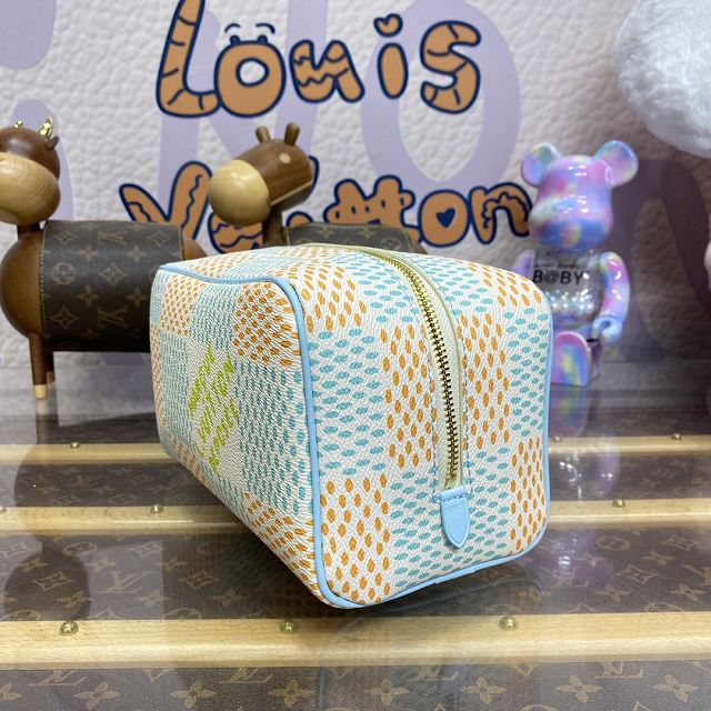 Louis vuitton original damier canvas locker dopp kit N40747 light blue