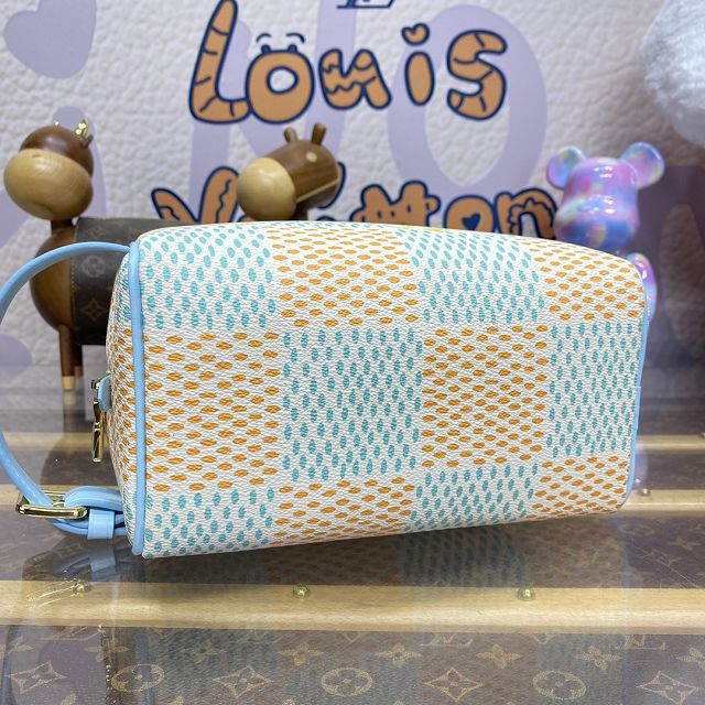 Louis vuitton original damier canvas locker dopp kit N40747 light blue