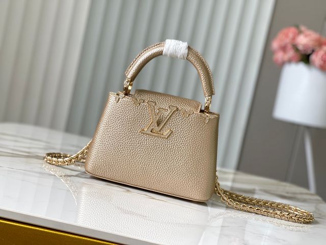 Louis vuitton original calfskin capucines mini handbag M48865 gold