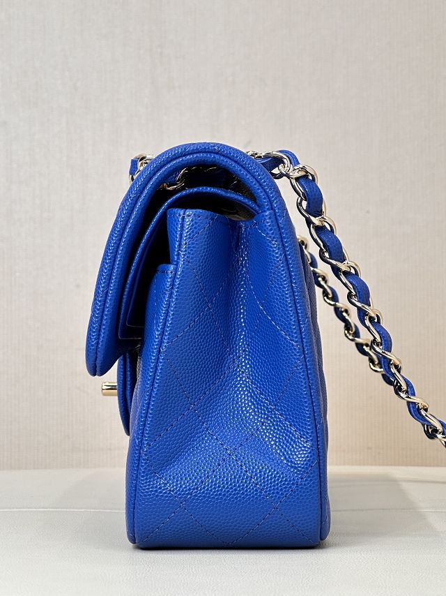 CC original grained calfskin medium flap bag A01112 blue