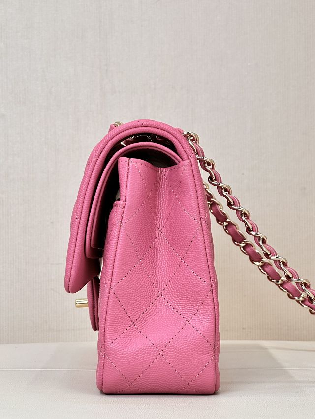 CC original grained calfskin medium flap bag A01112 rose red