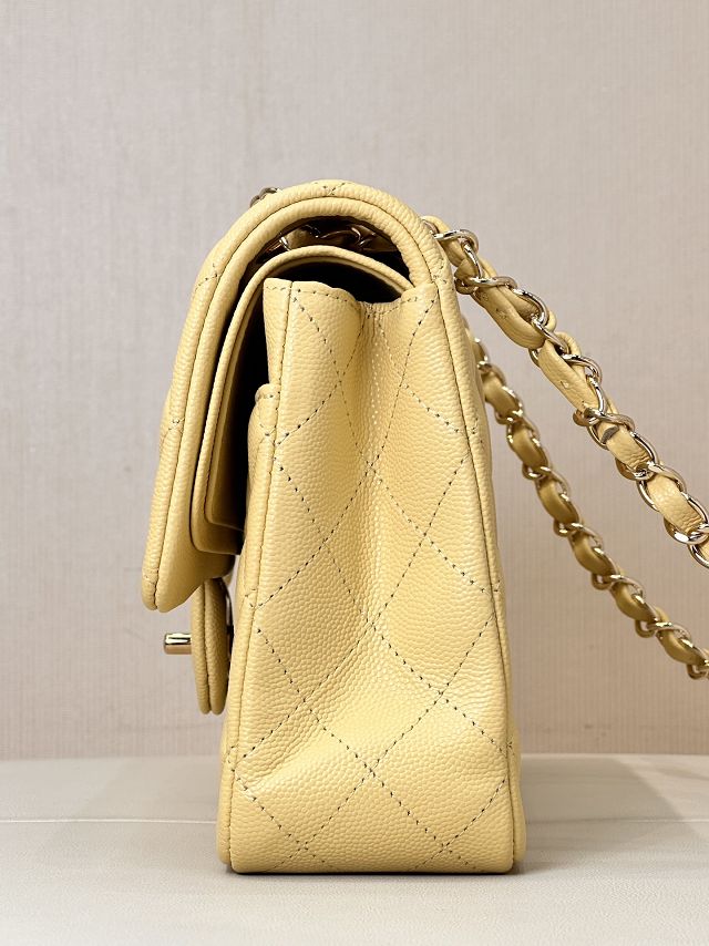 CC original grained calfskin medium flap bag A01112 yellow