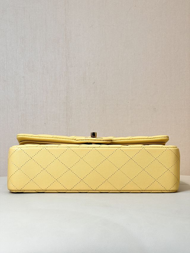 CC original grained calfskin medium flap bag A01112 yellow