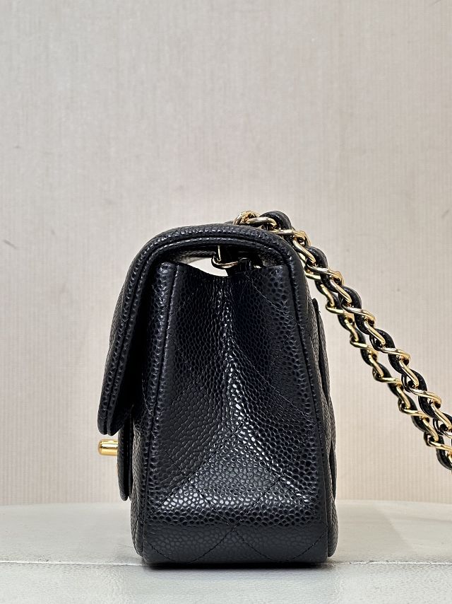 CC original grained calfskin mini flap bag A69900 black