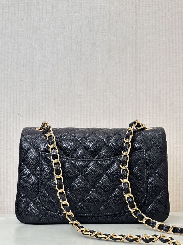 CC original grained calfskin mini flap bag A69900 black