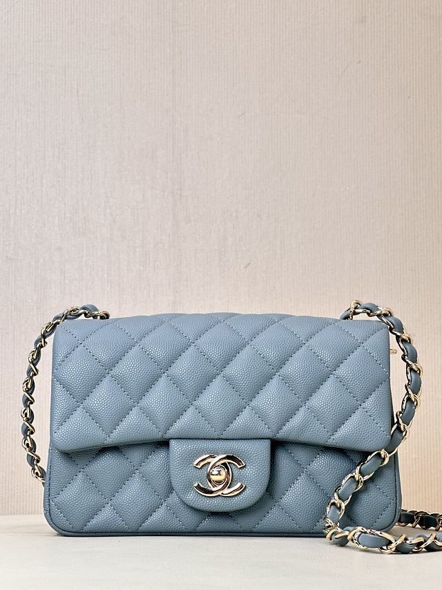 CC original grained calfskin mini flap bag A69900 blue