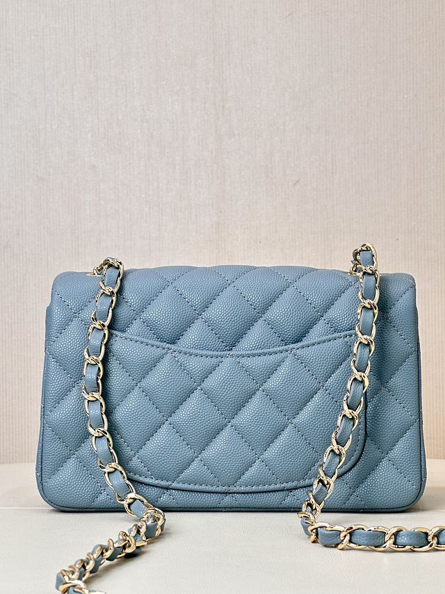 CC original grained calfskin mini flap bag A69900 blue