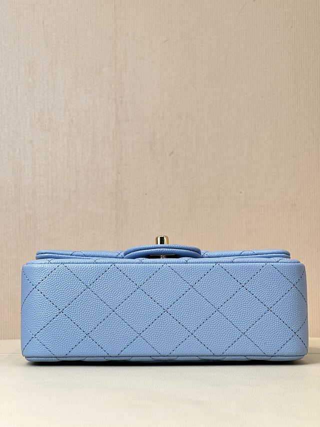 CC original grained calfskin mini flap bag A69900 light blue