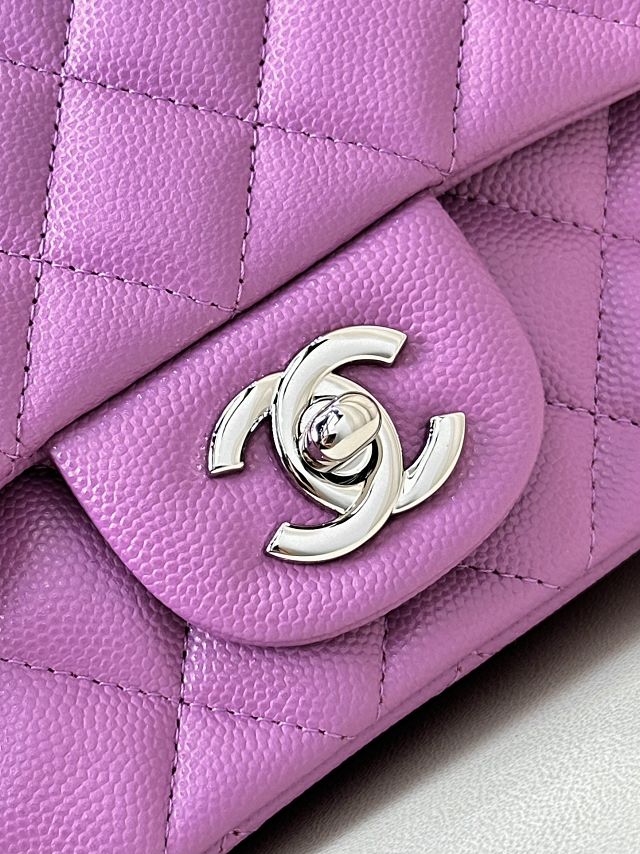 CC original grained calfskin mini flap bag A69900 purple