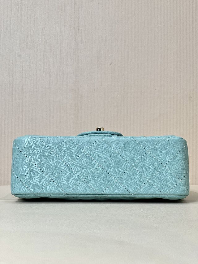 CC original grained calfskin mini flap bag A69900 sky blue