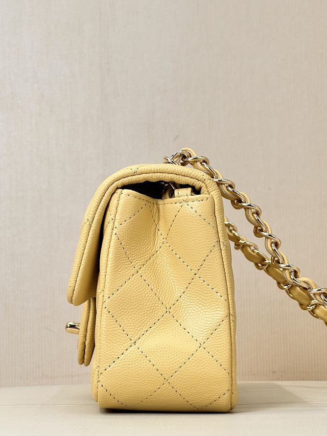 CC original grained calfskin mini flap bag A69900 yellow