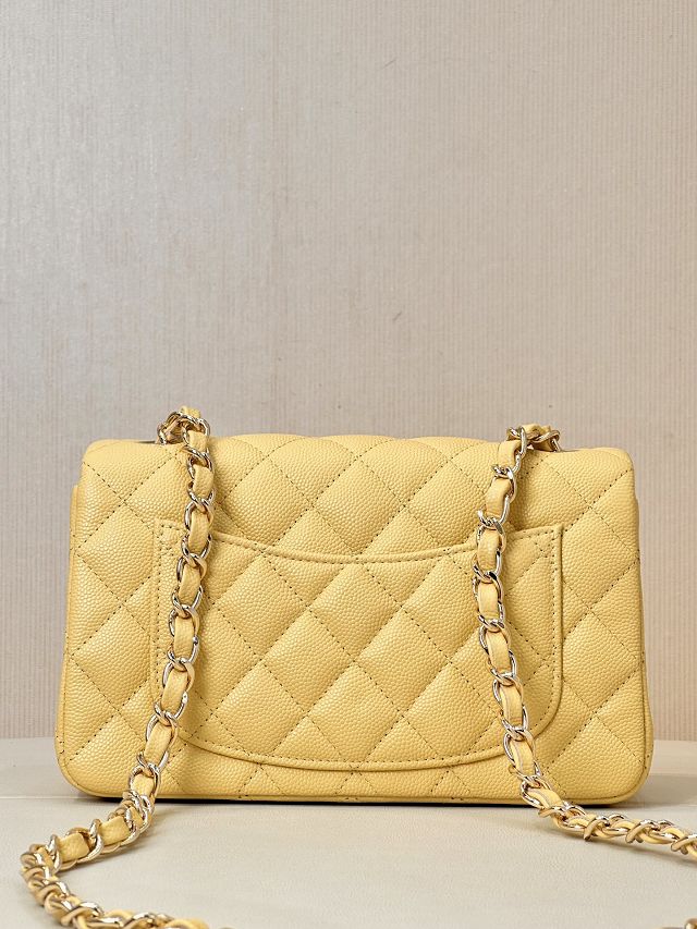 CC original grained calfskin mini flap bag A69900 yellow