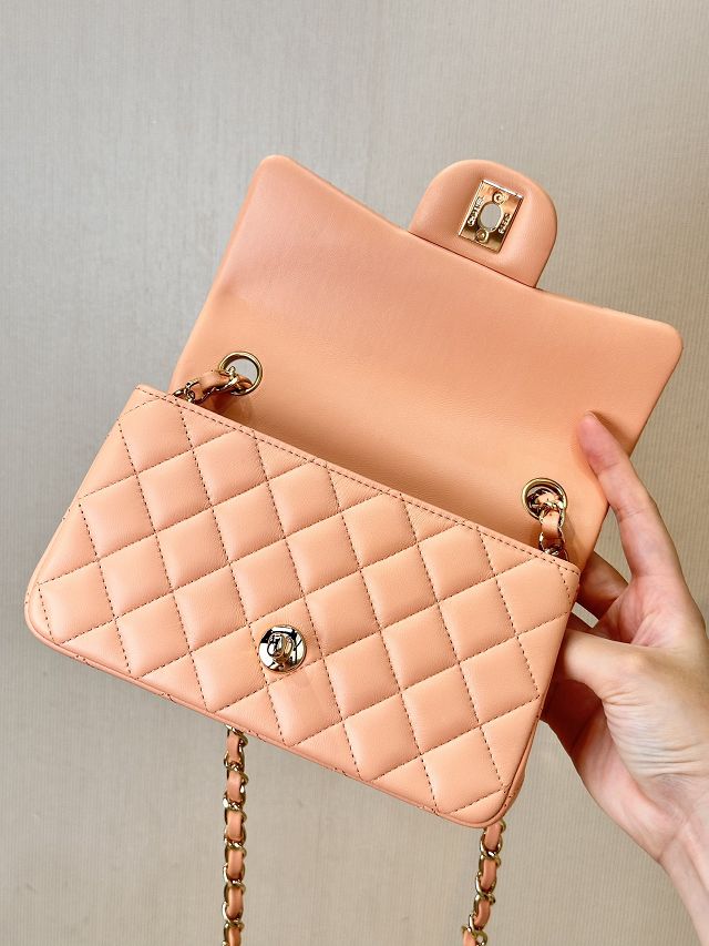 CC original lambskin mini flap bag A69900 coral