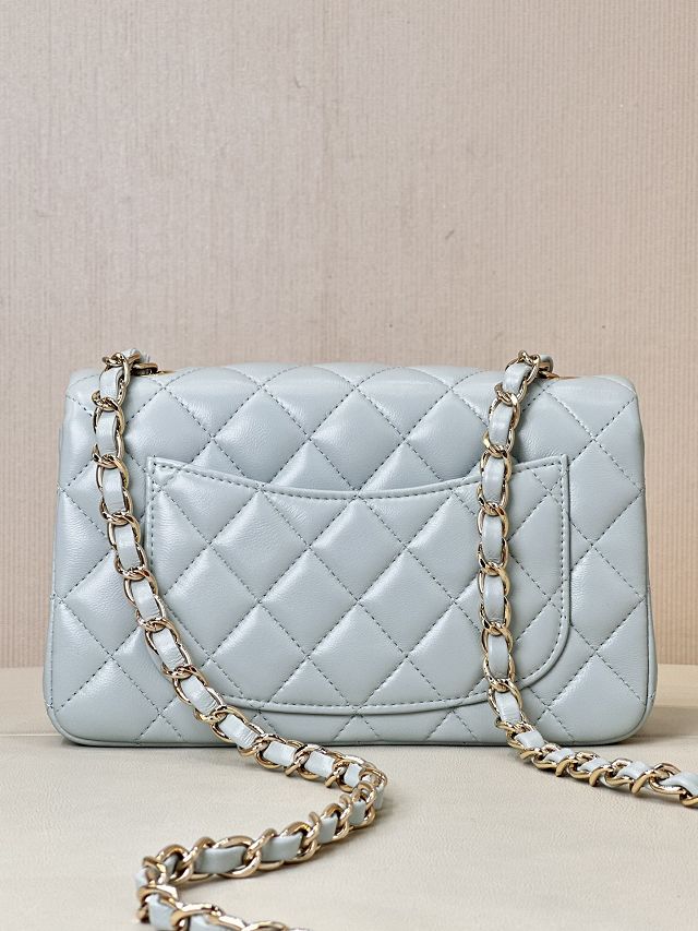 CC original lambskin mini flap bag A69900 light blue