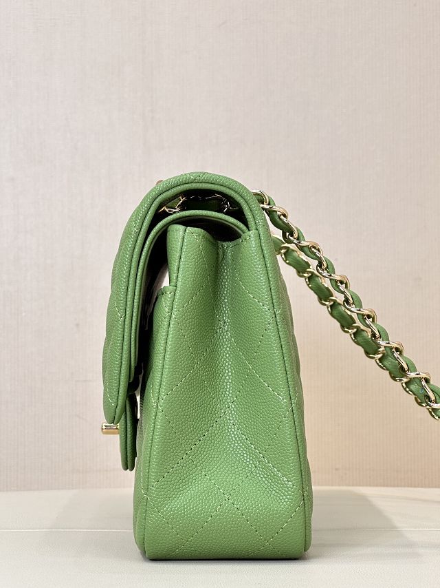 CC original grained calfskin medium flap bag A01112 green